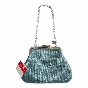 Early 00s Liz Claiborne Teal Beaded Mini Evening Bag